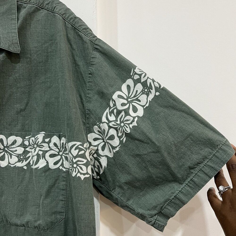 Koko Island Green Hawaiian Shirt Size XL Tropical Hibiscus Button Up - Picture 3 of 5